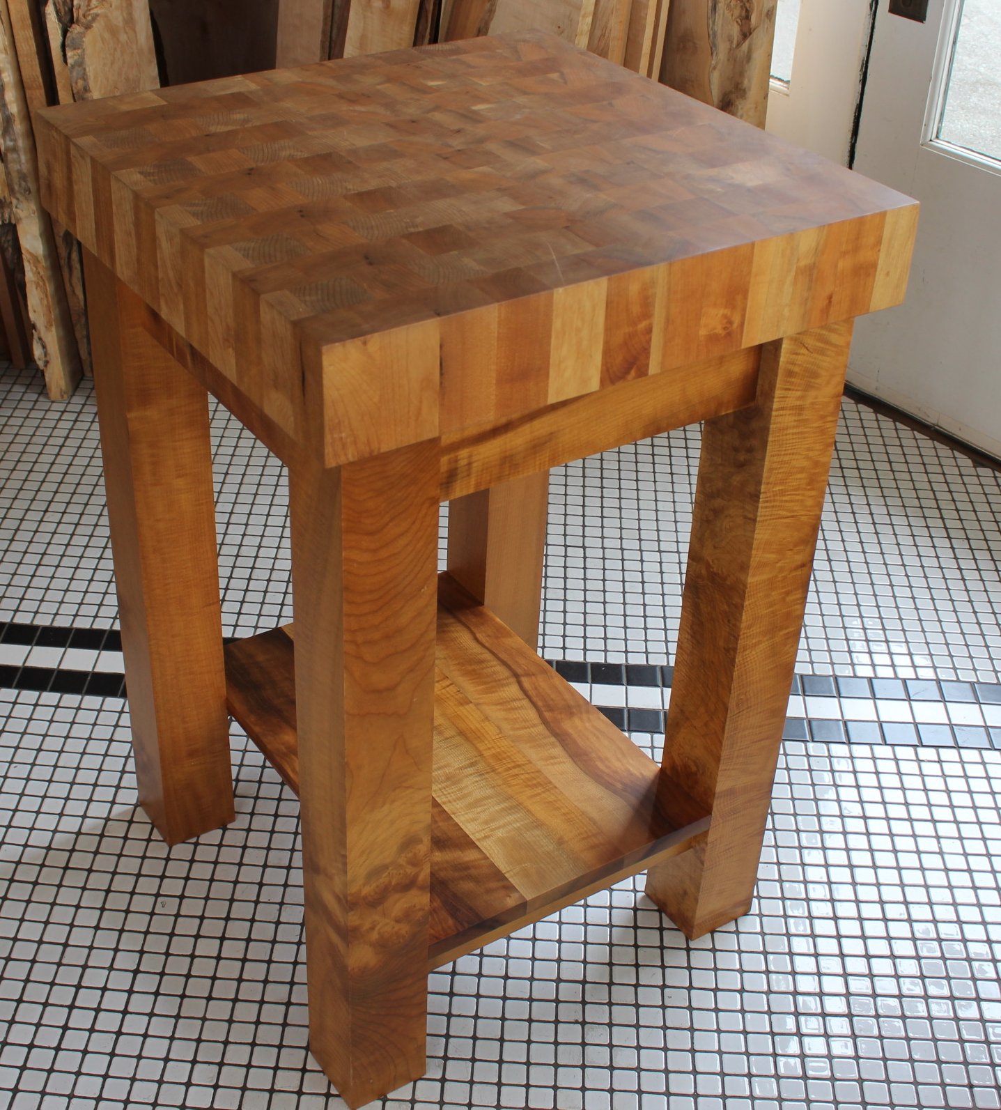 Sold Myrtlewood Chopping Block Table Forest Gems Gallery