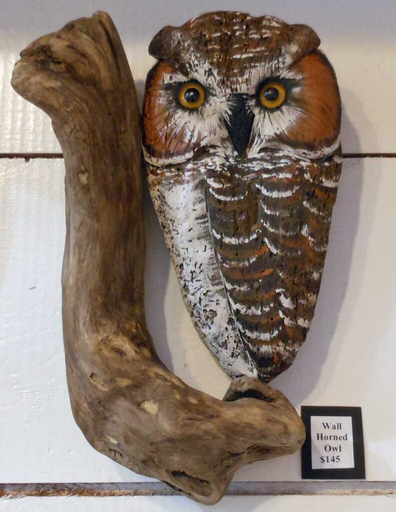 Carved Driftwood Wall Owls - Forest Gems Gallery