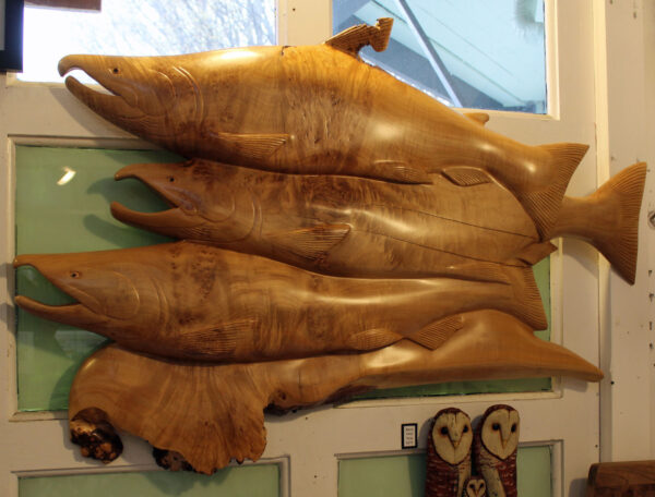 Carved Salmon Trio in Maple - Image 3