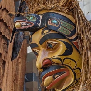 First Nations Raven and the Light Mask, 26 x 16 x 8
