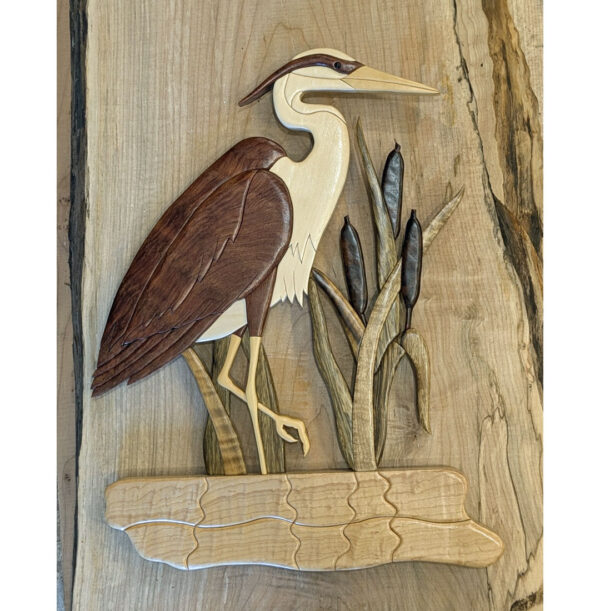 "Heron in Reeds" Intarsia - Image 2