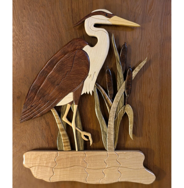 "Heron in Reeds" Intarsia