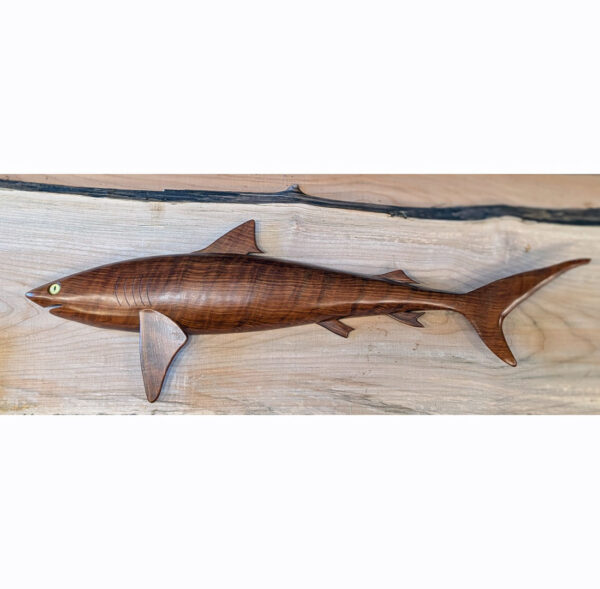 Redwood Carved Wall Shark, Left-facing, 32 x 10 x 2