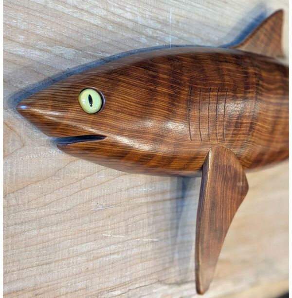 Redwood Carved Wall Shark, Left-facing, 32 x 10 x 2 - Image 2