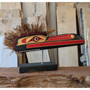 First Nations Model Raven Mask on Stand, 22 x 12 x 6