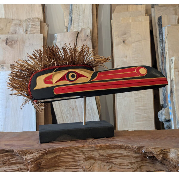 First Nations Model Raven Mask on Stand, 22 x 12 x 6