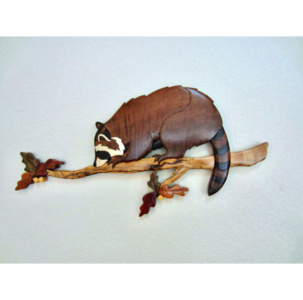 "Raccoon and Branch" Intarsia