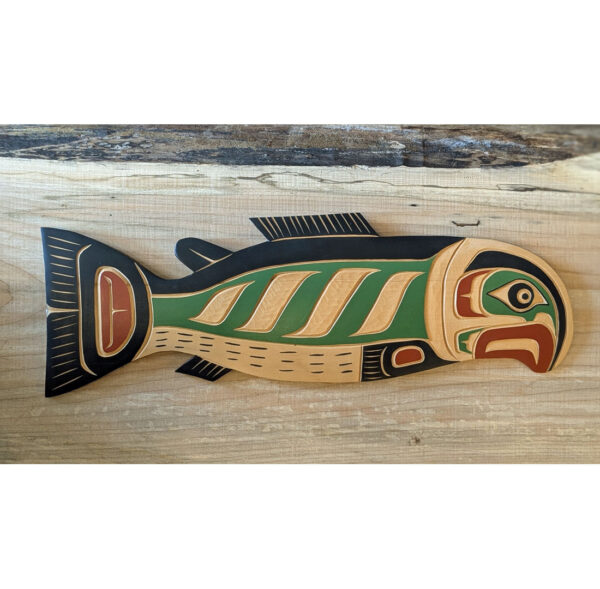 First Nations Salmon Wall Panel, Yellow Cedar 18.5 x 6 x .5
