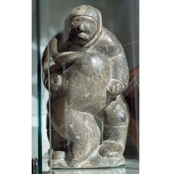 Alaskan "Man Holding a Seal" Serpentine Stone Carving - Image 2
