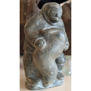 Alaskan "Man Holding a Seal" Serpentine Stone Carving