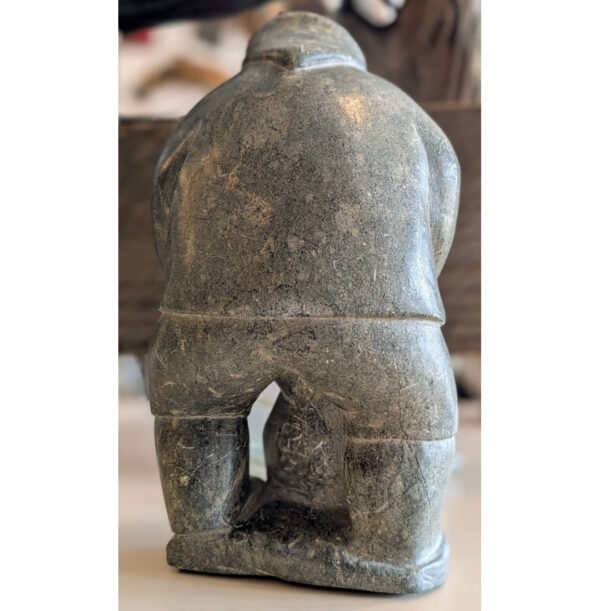 Alaskan "Man Holding a Seal" Serpentine Stone Carving - Image 5