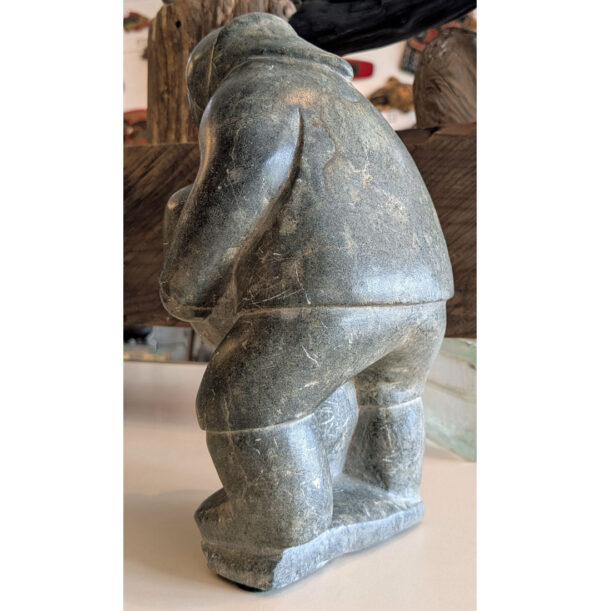 Alaskan "Man Holding a Seal" Serpentine Stone Carving - Image 6