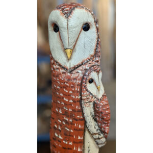 Driftwood Barn Owl and Baby, 29 x 6 x 5