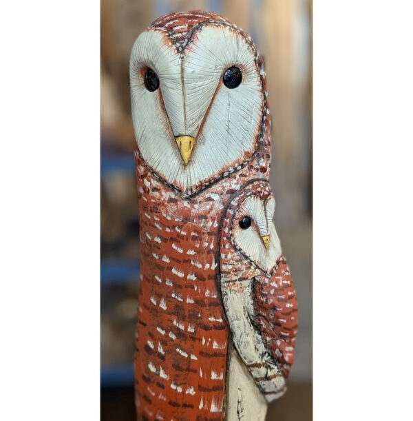 Driftwood Barn Owl and Baby, 29 x 6 x 5