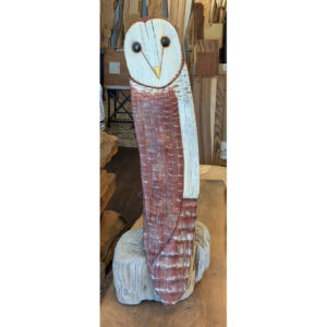 Large Driftwood Barn Owl on Stand, 31x 12 x 10
