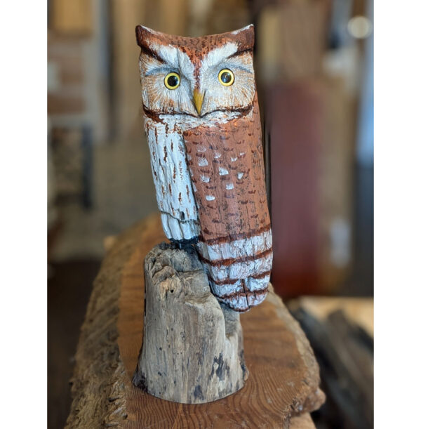 Driftwood Freestanding Screech Owl, 18 x 7 x 6