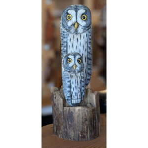 Driftwood Great Gray Owl Mom and Baby 16 x 7 x 6