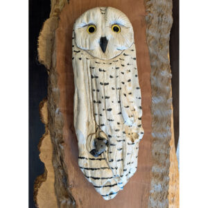 Driftwood Snowy Wall Owl With Mouse 20 x 8 x 4