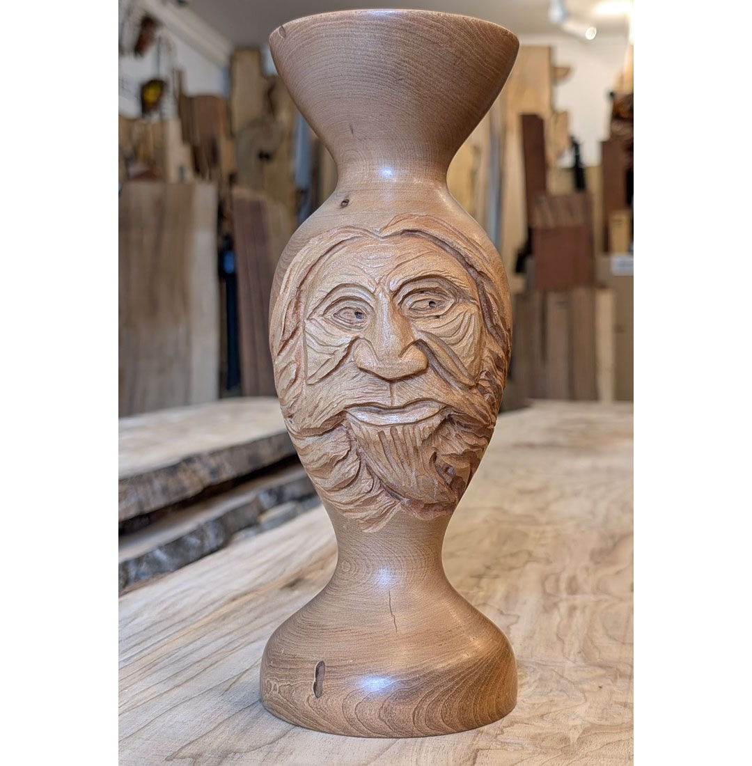 Carved Madrona Candle Holder, 10.5 x 4 x 4