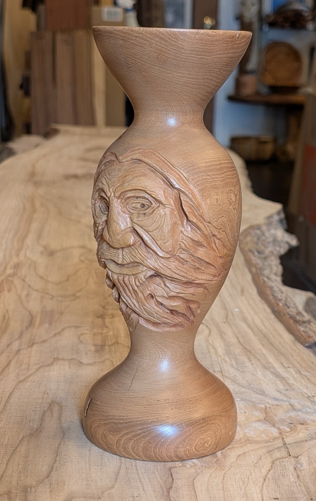 Carved Madrona Candle Holder, 10.5 x 4 x 4 - Image 2