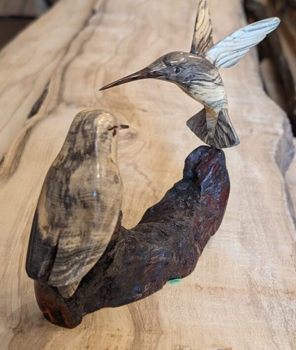 Buckeye Burl Hummingbird Pair - Image 3