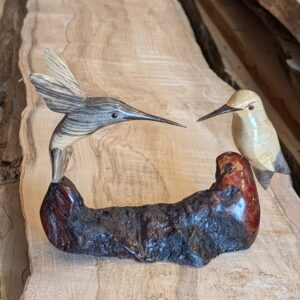 Buckeye Burl Hummingbird Pair