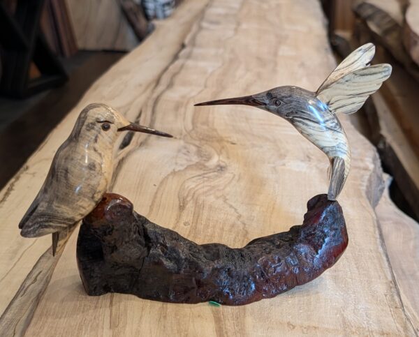 Buckeye Burl Hummingbird Pair - Image 2