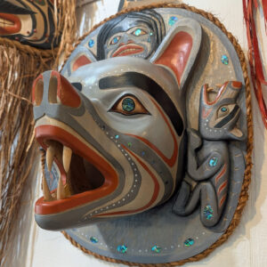 First Nations Winter Wolf Mask, 17 x 15 x 8